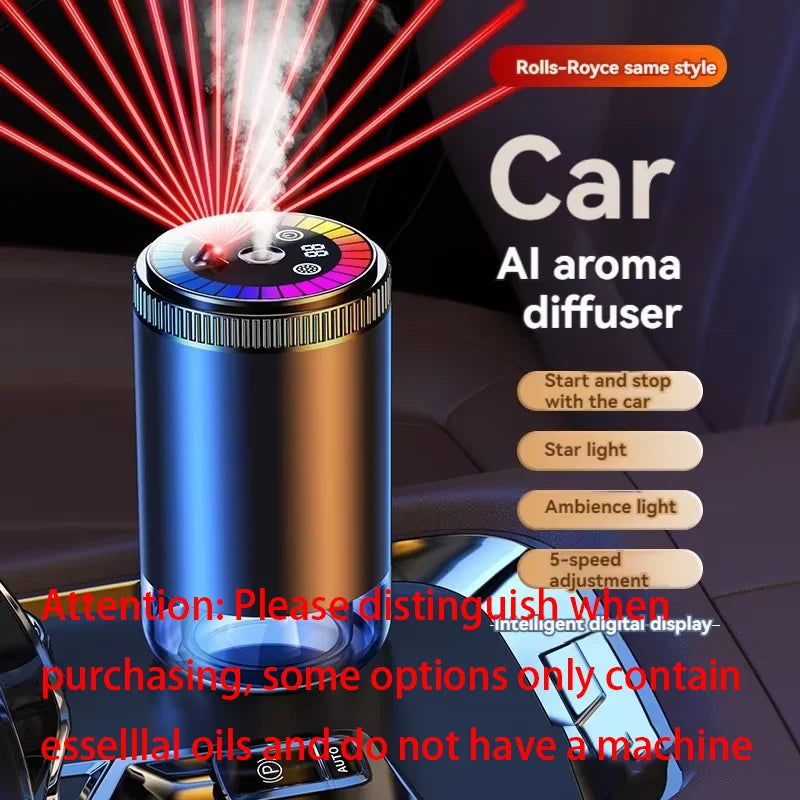 Smart Car Aroma Diffuser Rechargeable Air Freshener Auto On Off 5 Modes Starry Sky Ambient Light USB Car Purifier Humidifier