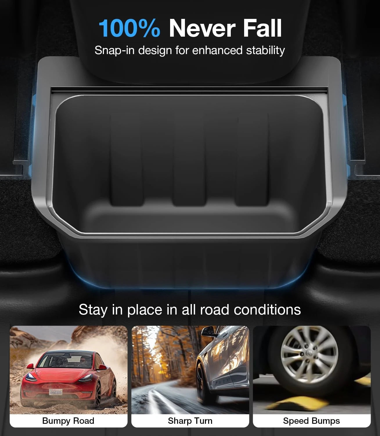 For Tesla Model Y TPE Rear Seat Storage Box Under Air Vent Organizer Backseat Trash Can Garbage Bag Car Interior Accessories