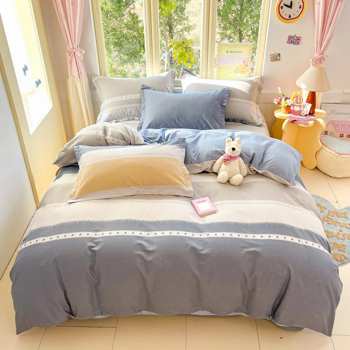 High Quality 100% Cotton Floral Duvet Cover Set Soft Breathable Queen King Bedding Set with Quilt Cover Fitted Sheet Pillowcases