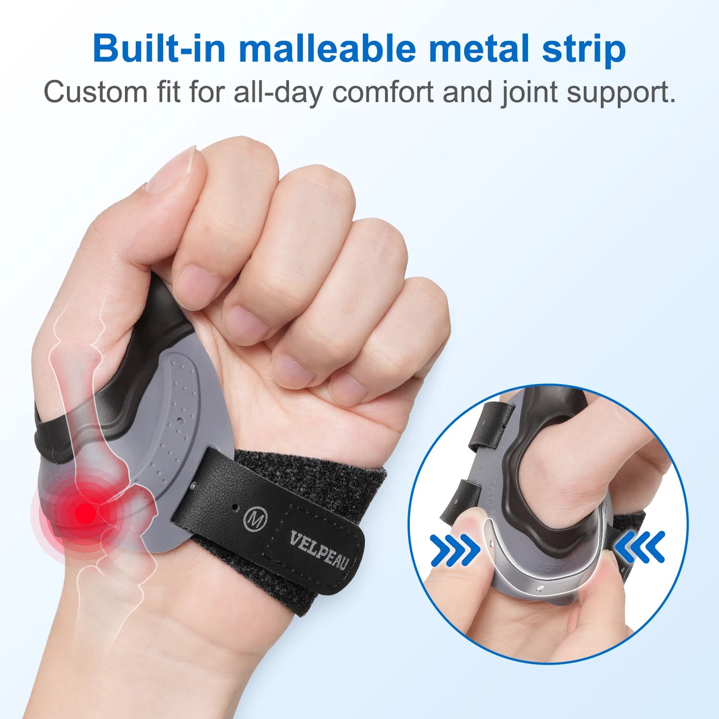 VELPEAU CMC Thumb Brace for Arthritis Osteoarthritis Pain and CMC Joint Support, Basal Thumb Joint Splint for Women Men