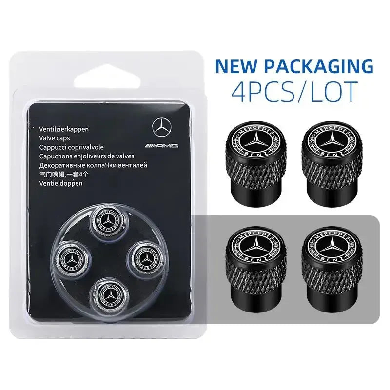4Pcs Dustproof Anti-block Tyre Valve Stem Protective Caps Fit Mercedes-Benz C W202 W203 W204 E W221 Wheel External Decor Keychai