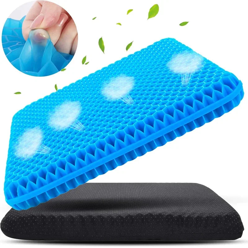 1 Pcs Cooling Gel Seat Cushion Breathable Honeycomb Car Seat Cushion Tailbone Pain Relief Office Chair Wheelchair Pad with Cover
