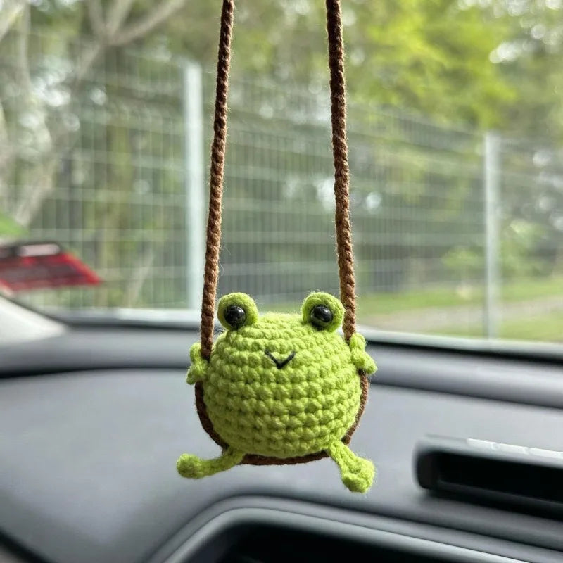 1 PC New Handmade Knitted Charms Cute Frog, Penguin,Duck,Chick ,Rabbit Animal Car Charms Car Decoration Cute Car Accessories