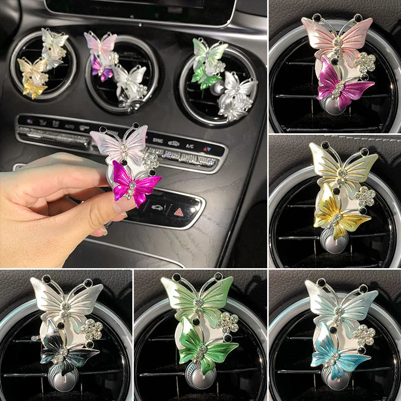 Air Freshener Butterfly Car-styling Car Perfume Natural Smell Air Conditioner  Butterfly Diamond Aromatherapy Decoration Clip