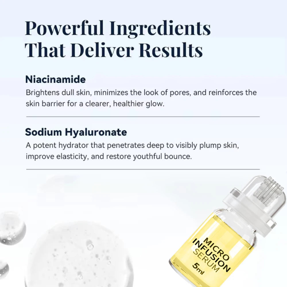 Micro Infusion Serum 5ml × 2 Bottles Hyaluronic Acid Niacinamide Glycerin Vitamin E Essence Set for Daily Skin Care