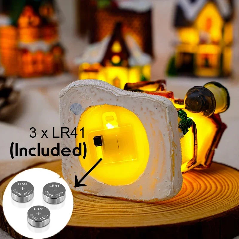 1~6pcs 2026 Christmas Ornaments LED Night Light Luminous Castle Snow House Sculpture Xmas Decoration for Home New Year Navidad