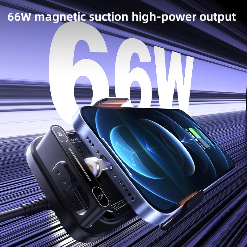 HONGYUE 2025 New SD13 Car Mobile Phone Holder 15W Wireless Charging. 66W Magnetic Charging Head. All Mobile Phones Can Be Used