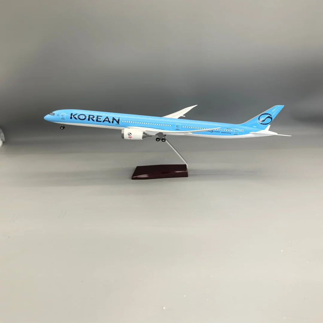 B787-10 Korean Airplane Model 47cm 1/145 Scale Aircraft resin Miniature Toy planes with LED Light(Touch or Sound Control) Gift