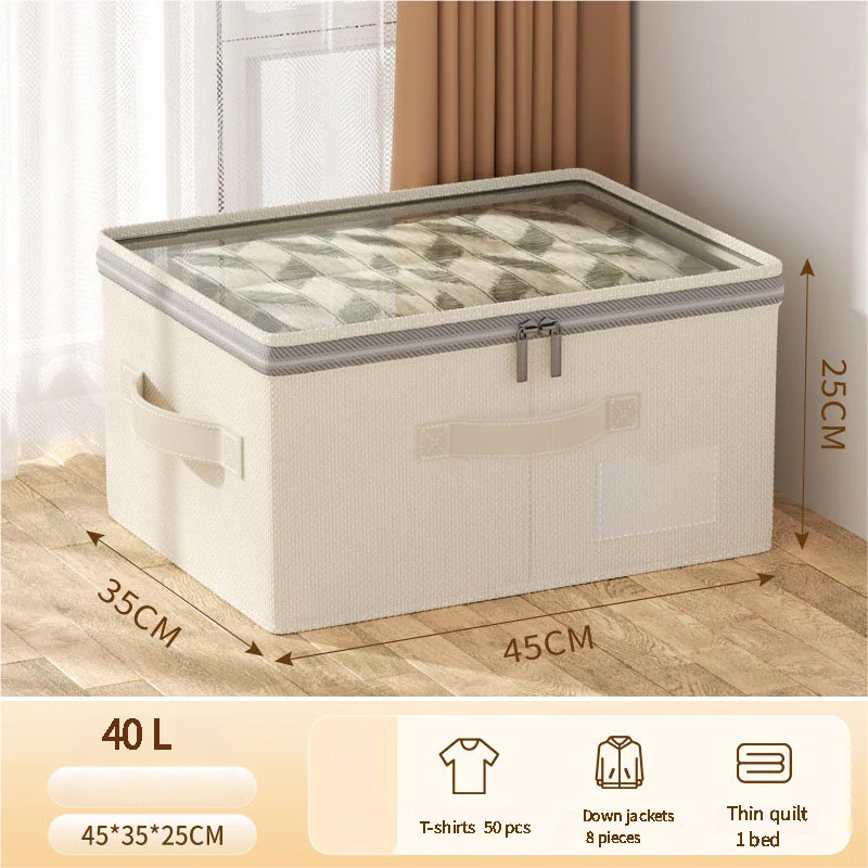 Large Capacity Clothing Storage Box Foldable Storage Bin For Down Jacket Quilt Organizer Box with Lid Bedroom Wardrobe Organizer