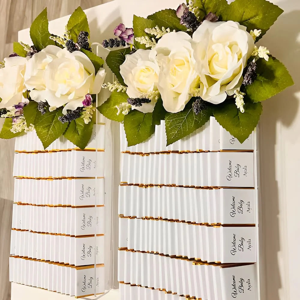 50pcs Wedding Chocolate Packing Papers Engagement Label Stickers for Party Chocolate Favors Wedding Table Decoration