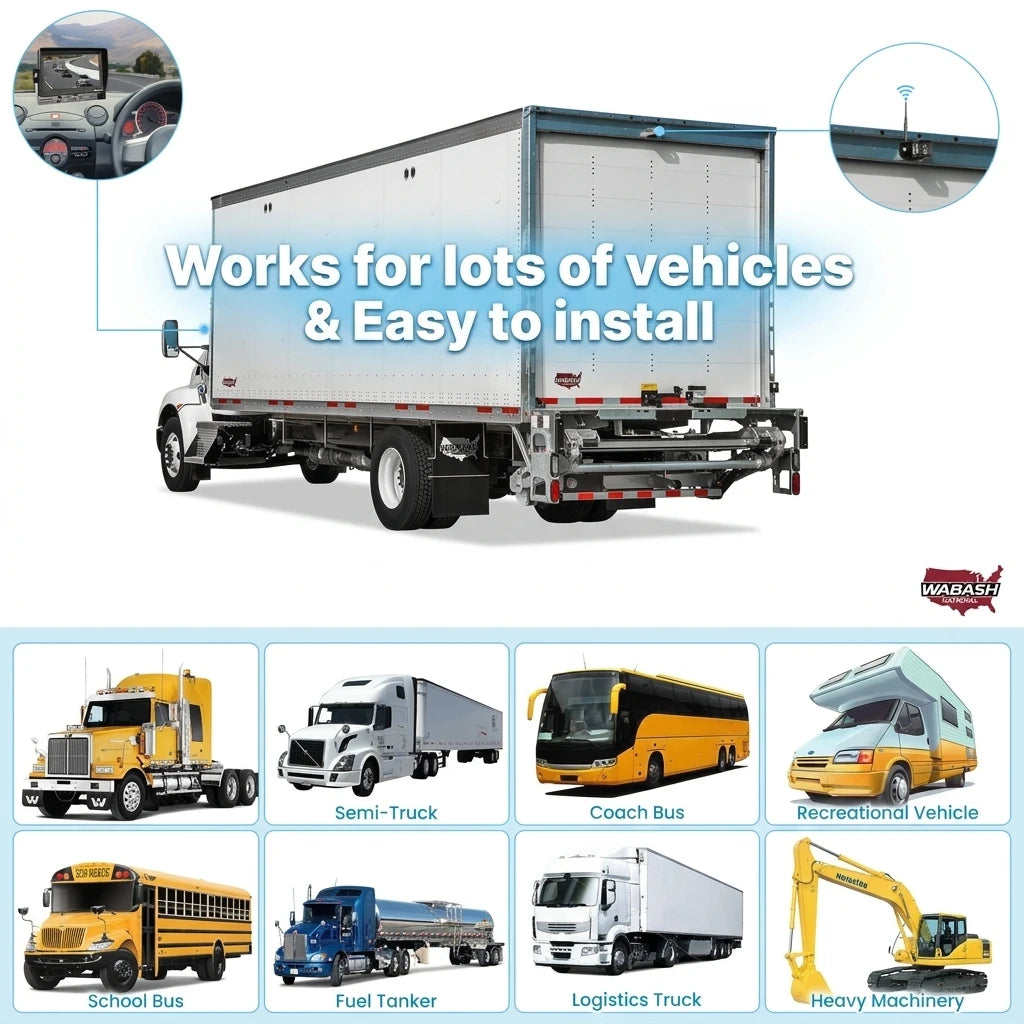 2.5G WiFi HD 720P 50M Wireless Car Rear View Camera For Truck Trailer Bus RV IOS Android 150° Night Vision DVR Recorder