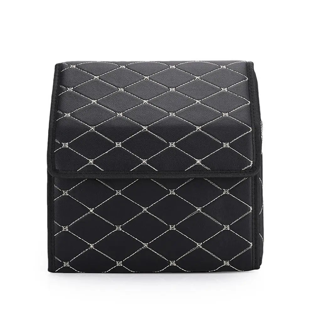 PU Leather Car Trunk Organizer Collapsible Storage Box with Lid Foldable Container Bag Universal Auto Interior Accessories