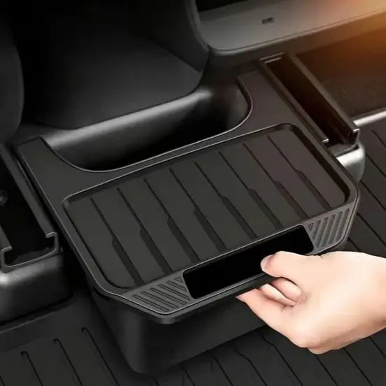 Rear Seat Storage Box For Tesla Model Y 2021-2024 2025 2026 Juniper Center Console Organizer Backseat Trash Can Garbage Bag Tray