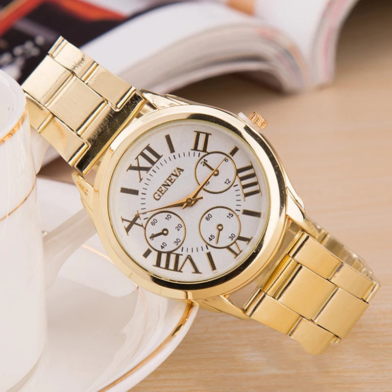MAYZHISU Casual Quartz Watch for Women Deco 3 Eyes High-end Light Luxury Women Watches Stainless Steel Ladies Wristwatch Clock