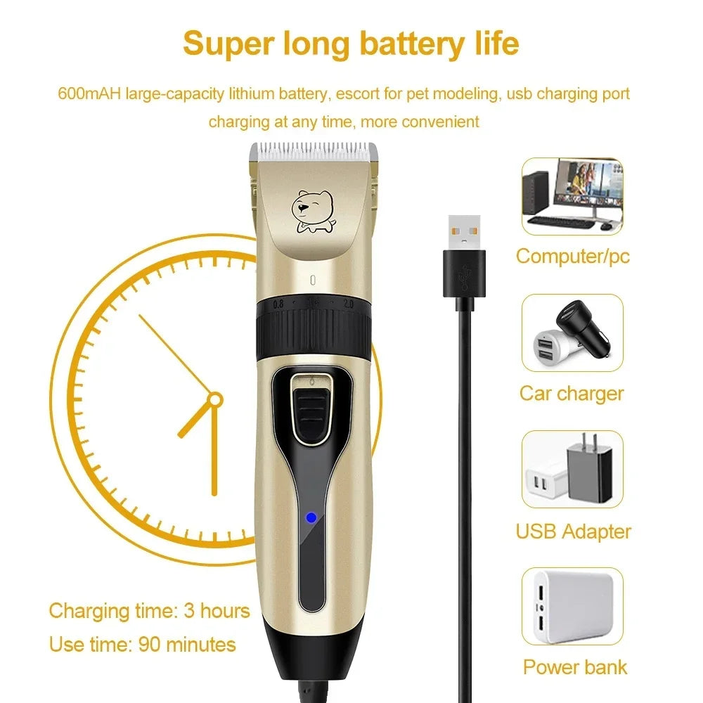 Hot selling high-quality dog professional hair trimmer clipper USB rechargeable shaver low decibel animal hair clipper