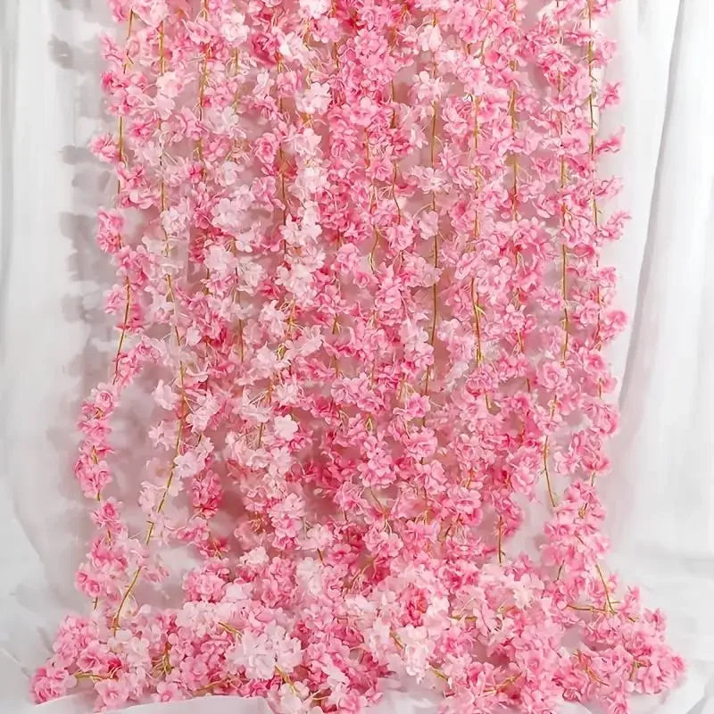 1-10PCS 180m Artificial Cherry Blossom Garland Fake Flower Vine Wall Decoration Wedding Party Backdrop DIY Home Garden Decor