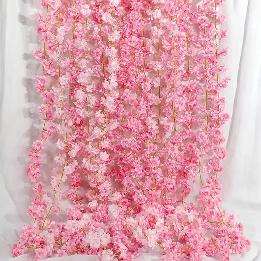 1-10PCS 180m Artificial Cherry Blossom Garland Fake Flower Vine Wall Decoration Wedding Party Backdrop DIY Home Garden Decor