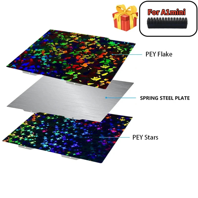 For Bambu Lab A1 Mini Build Plate Double Sided H1H PEY PEO PET PEI Bed Spring Steel Sheet Pei Sheet 184x184 for Bambulab A1 Mini