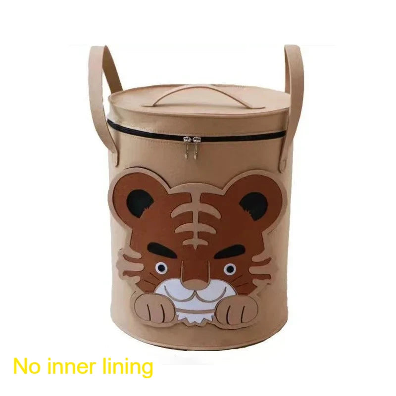 Children Toys Storage Basket Foldable Household Laundry Bag Cute Cotton Linen Bucket Cartoon Print Clothes Organizer Baskets