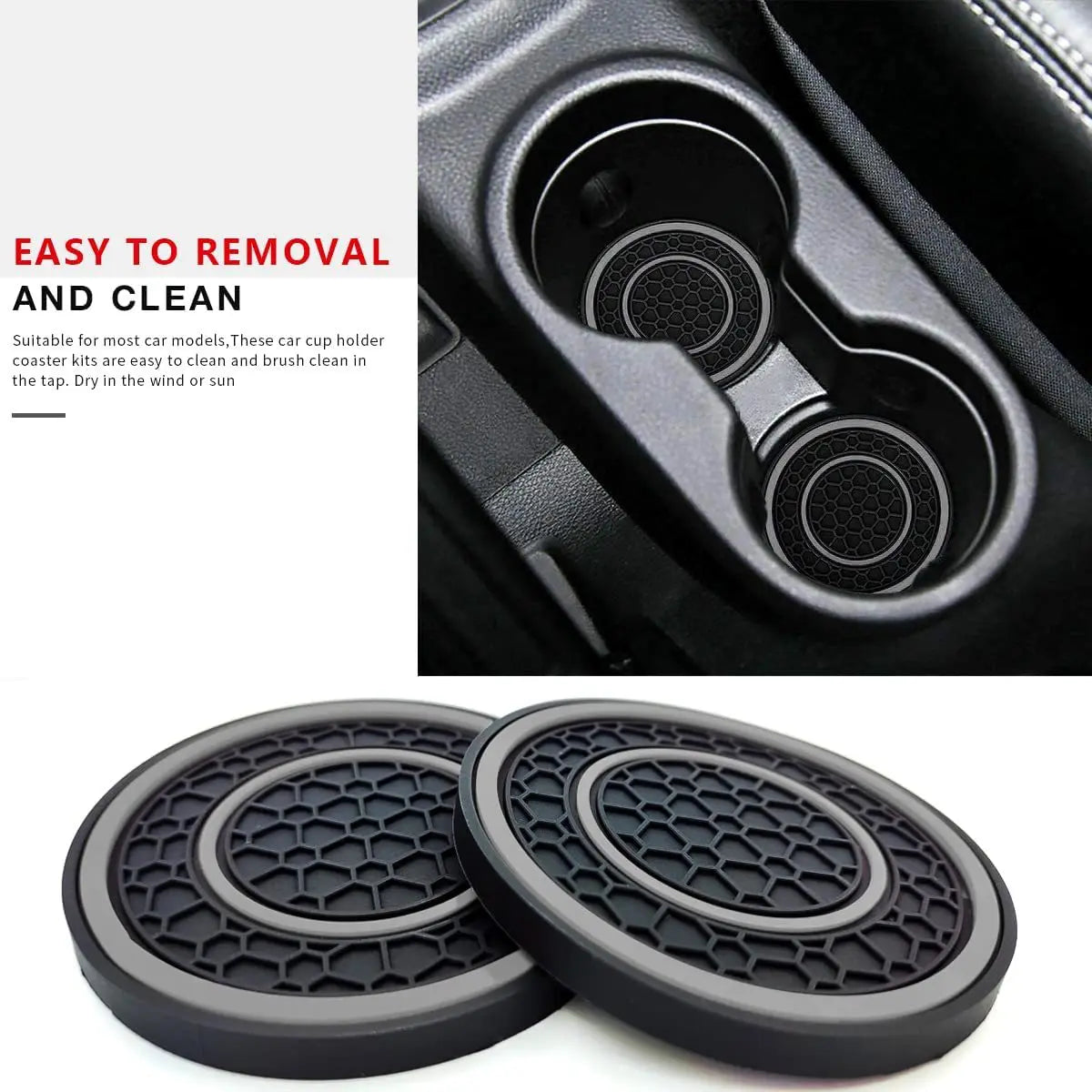 2pcs Non-slip Car Water Cup Pad For Tesla And SUV Sedan Rubber Mat For Bottle Holder Coaster Auto Interior Anti-skid Cup Holders