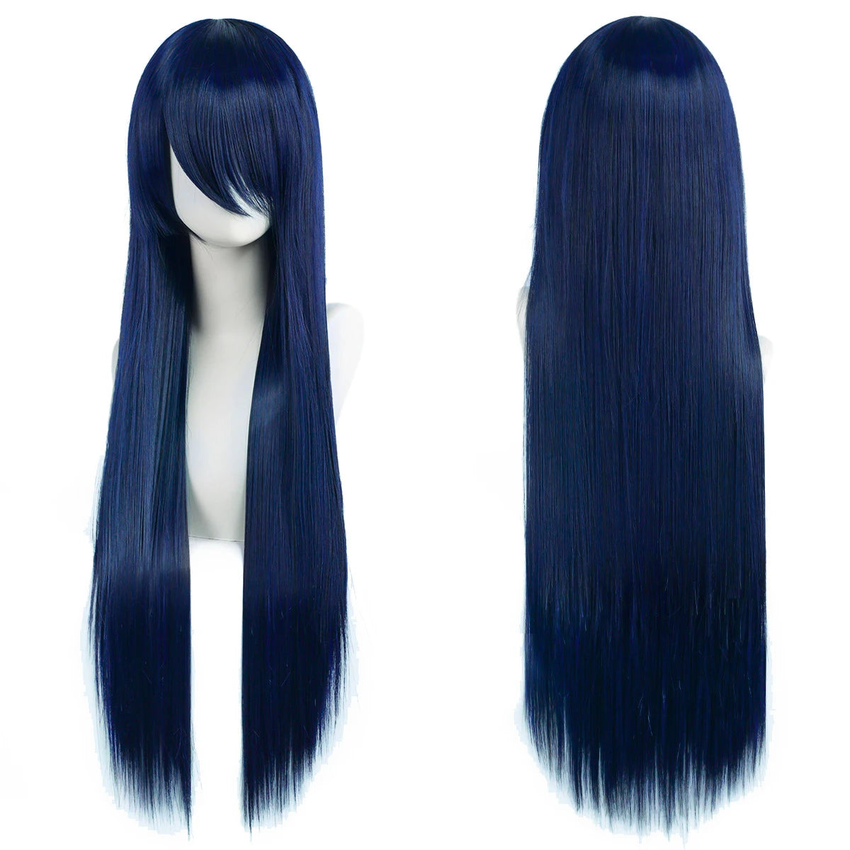 80cm Long Synthetic White Purple Cosplay Wigs Green Hair Straight Silver Wig Pink Hairpiece Lolita Wig with Bangs