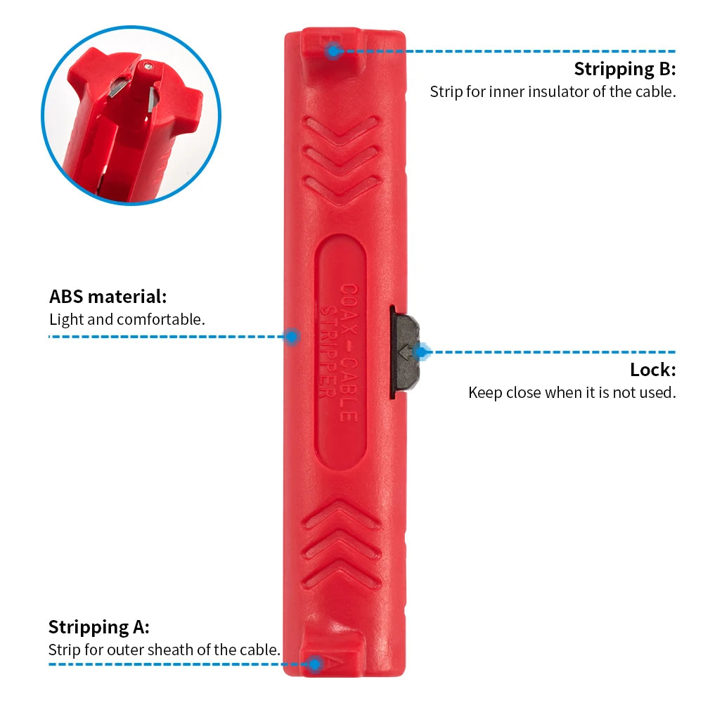1pcs Electrical Wire Stripper Pen Rotary Coax Coaxial Cable Wire Pen Cutterl Round Grip Spring Lever Network Cable  Stripper