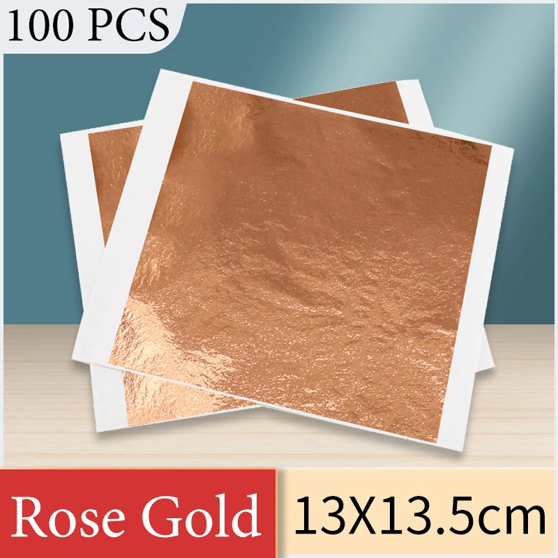 13x13.5cm Champagne Silver Foil Paper Gold Leaf Sheets in Arts Furniture Nail Decorations Paintings Gilding 100pcs Craft Paper