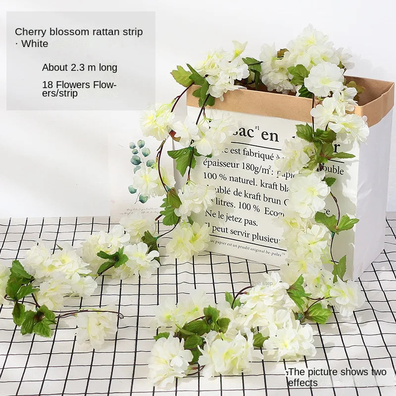 7ft 2m Flower String Artificial Wisteria Vine Garland Plants Foliage Outdoor Home Trailing Flower Fake Flower Hanging Wall Decor