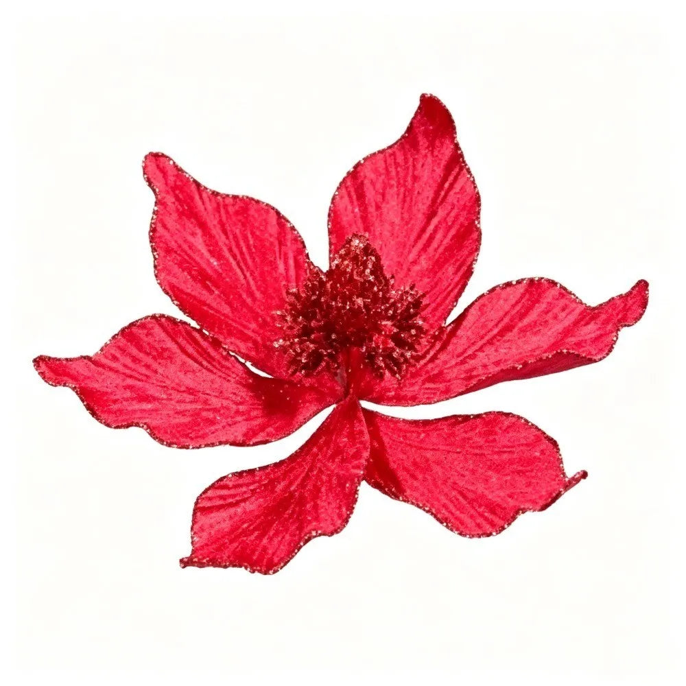 1/3Pcs 20cm Christmas Glitter Artificial Flowers Ornaments Faux Flower for Xmas Tree Wreath New Year 2026 Holiday Decoration
