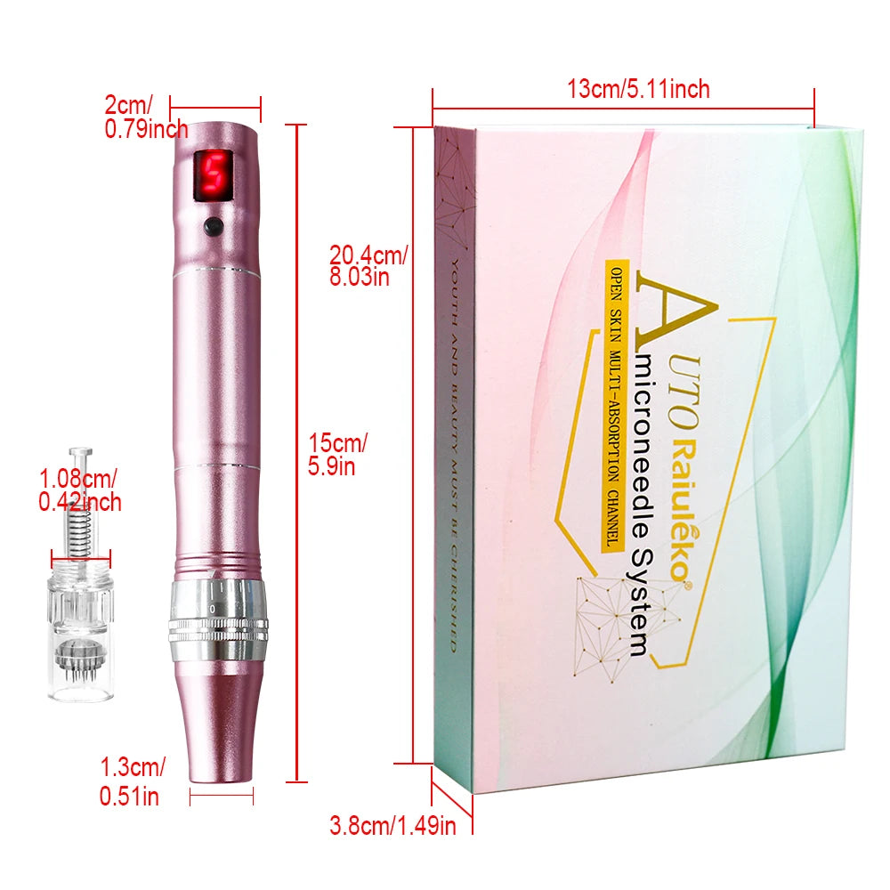 Multi-function Microneedling Derma Pen Wireless Electric Skin Care Beauty Tools Kit Cartridges Needles Nano Micro Needle Device