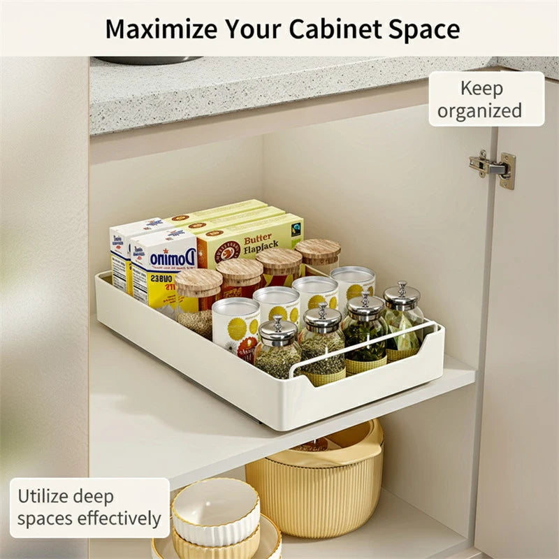 Under Sink Cabinet Pantry Storage Tray Rack Sliding Pull Out Drawer Organizer Space Saving Kitchen Storage Shelf Household Stora