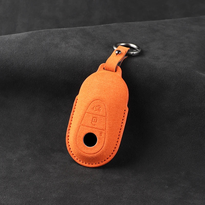 leather Suede Car Key Case Cover Shell For Mercedes Benz A B C E S G Class W204 W205 W212 W213 W176 W177 GLC CLA AMG Accessories