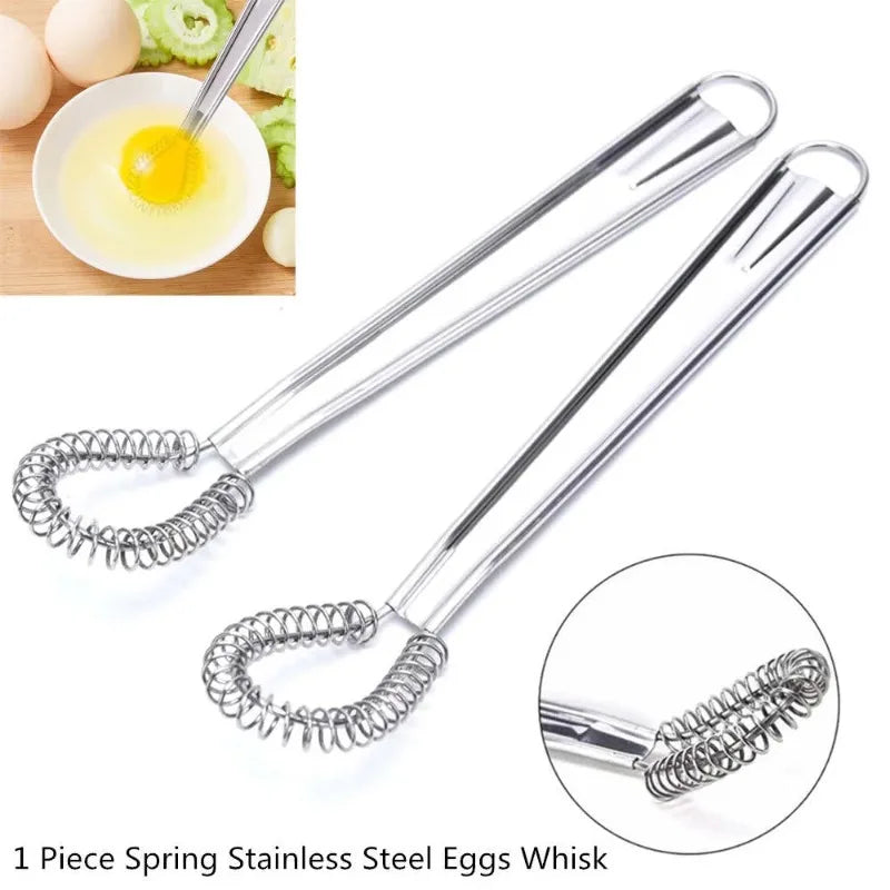 1Pc Mini Handheld Egg Blender Stainless Steel Spring Manual Egg Beater Honey Cream Blender Kitchen Baking Tools