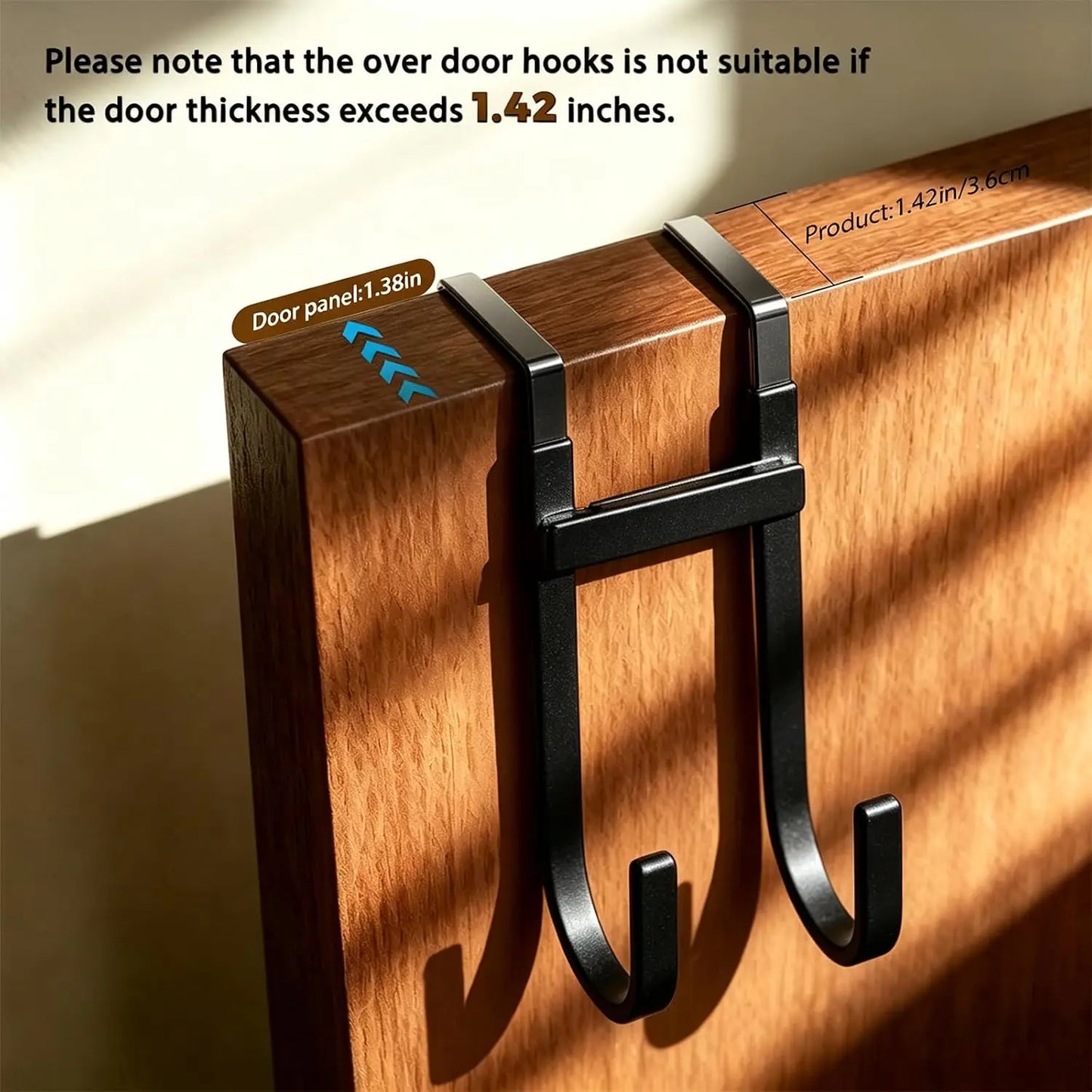 Over-the-Door Hooks, 2 Pack Heavy Duty Anti-Scratch Rubber Hooks,Space Saving Organizer for Coat, Towel, Bag, Bathroom, Bedroom
