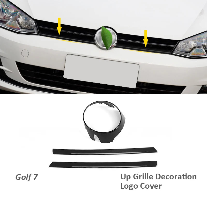 2/3pcs for Golf 7 7.5 Rline Car Grille Decorative for VW Bright Black Logo Cover Up Grille Strips Car Stickers Auto Accessories