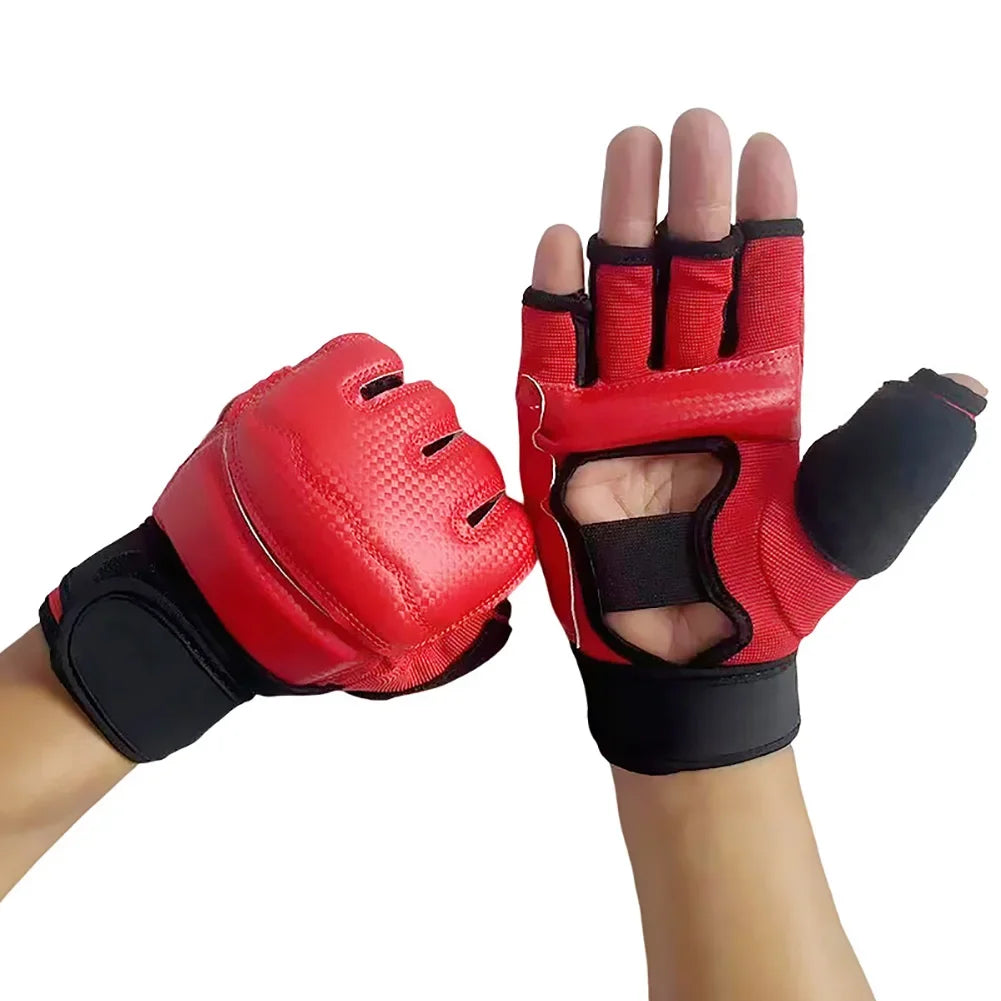 Half Finger Boxing Gloves PU Leather MMA Fighting Kick Boxing Gloves Karate Muay Thai Training Workout Gloves Kids Men