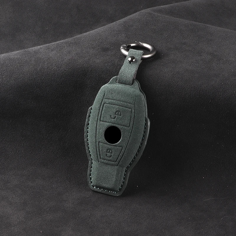leather Suede Car Key Case Cover Shell For Mercedes Benz A B C E S G Class W204 W205 W212 W213 W176 W177 GLC CLA AMG Accessories