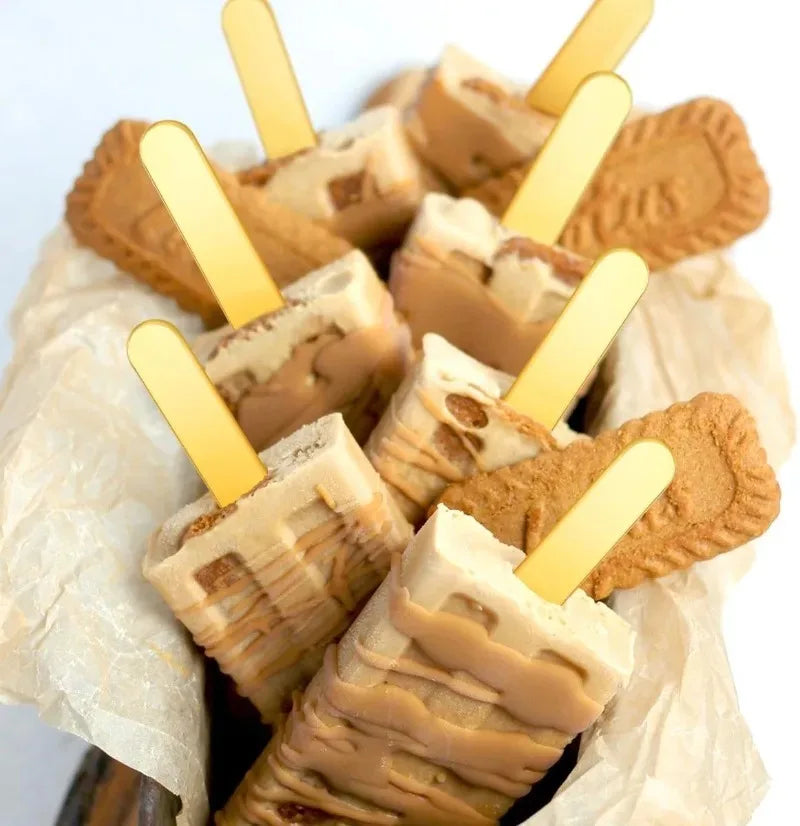 100/10pcs Acrylic DIY Popsicle Sticks Transparent Gold Popstick for Ice Cream Cakesicle Candy Creamsicle Mould Party Decor Gifts
