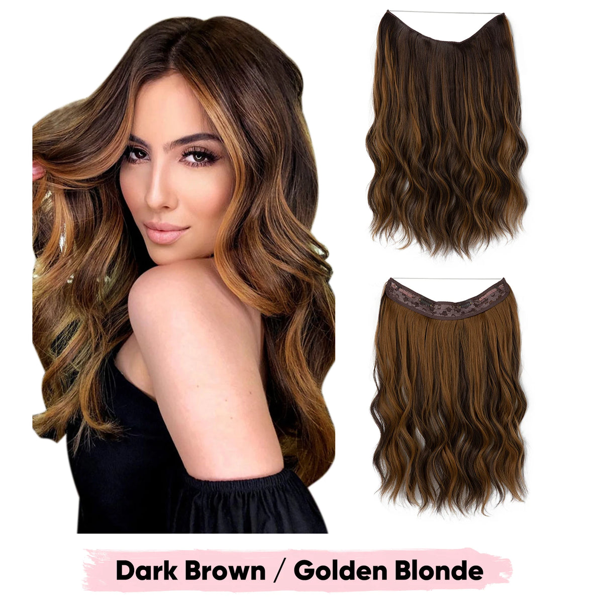 SARLA Synthetic Wave Invisible Wire Clip in Hair Extensions Fish Line With Clips Hairpiece Ombre Fake Hair Piece For Woman