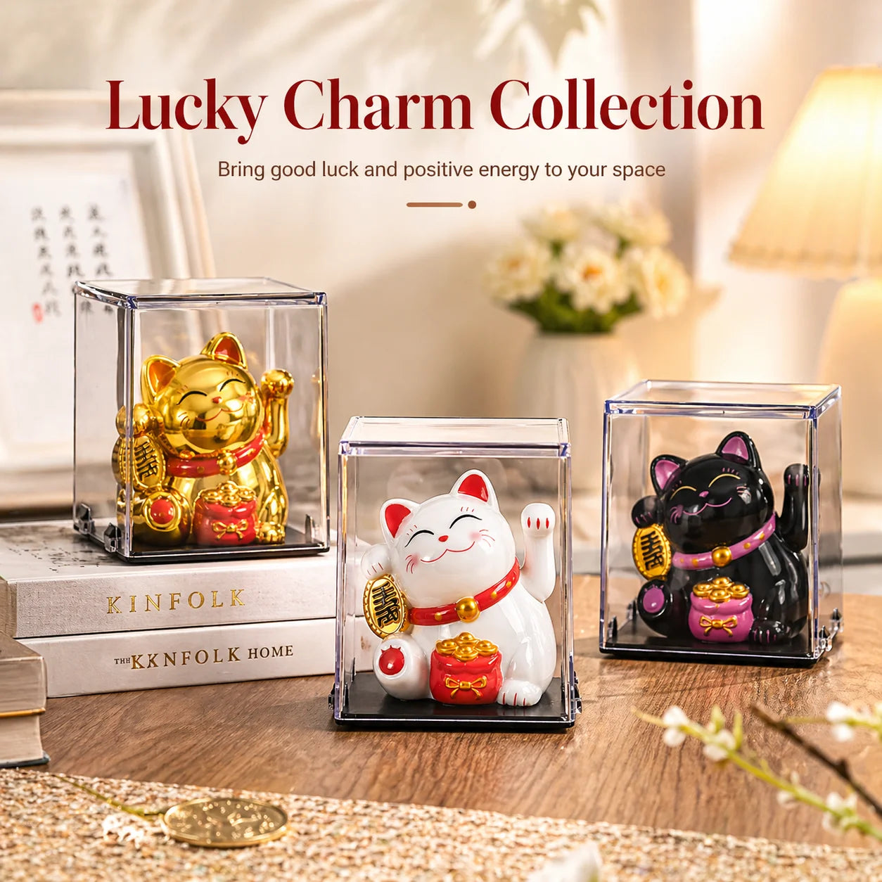 White Solar Maneki Neko | Waving Lucky Cat Figurine | Miniature Home Decor | Solar-Powered, Energy-Saving | Perfect Gift