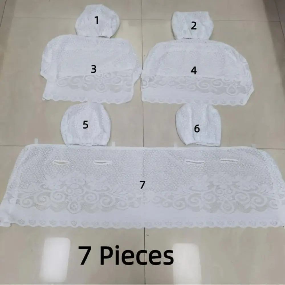7Pcs Embroidered Car Seat Cover Lace Universal Car Half Seat Cover Breathable for Toyota Corolla Car