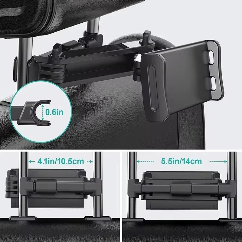 Universal Car Headrest Holder with 360° Rotation for Tablets and Smartphones 4-11 Inches, Fits iPad Air Series
