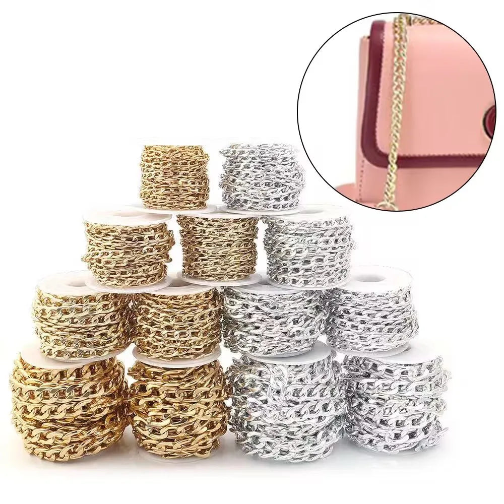 5 Yards/Roll Aluminum Chain Gold Silver Color O-Shaped Twist Cross Metal Chain For Jewelry Making DIY Necklace Bracelet Supplies