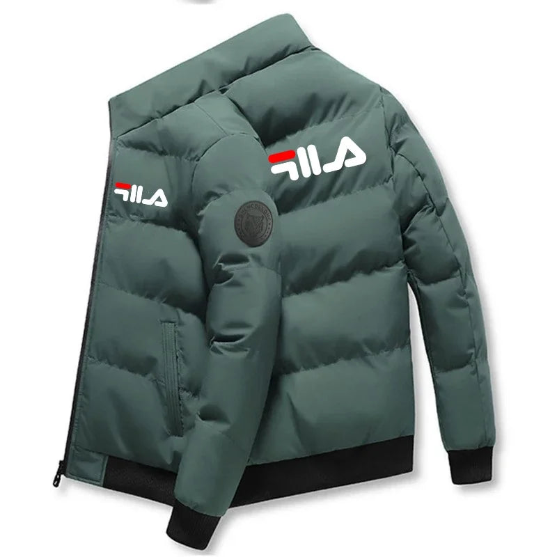 Fashion autumn and winter short men's thick warm coat, outdoor windproof new zipper printed men's casual jacket M-5XL