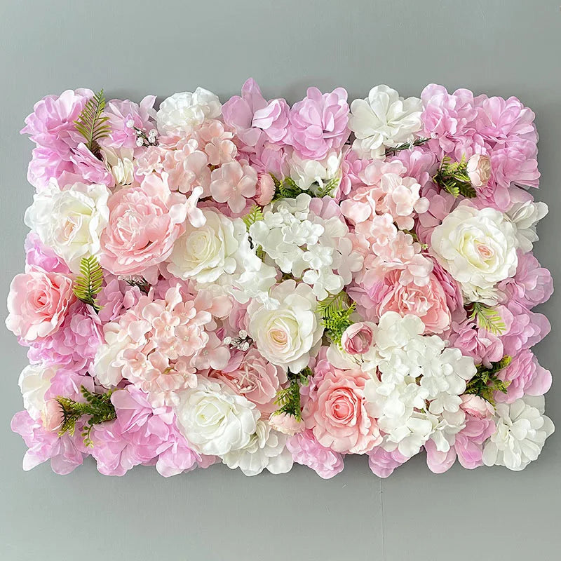 Silk Rose Flowers Wall Panel 3D Artificial Flower Background Wall Suitable Outdoor Home Decoration Wedding Party Bridal Shower