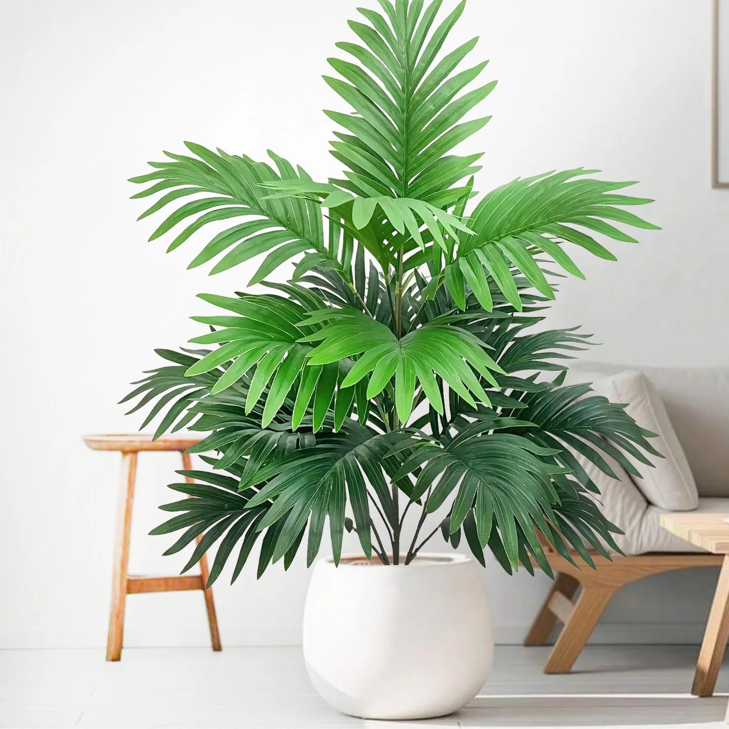 52-145cm  Artificial Palm Tree Tropical Fake Plant Green Plastic Palm Leaf Branches Suitable for Home Garden Decoration