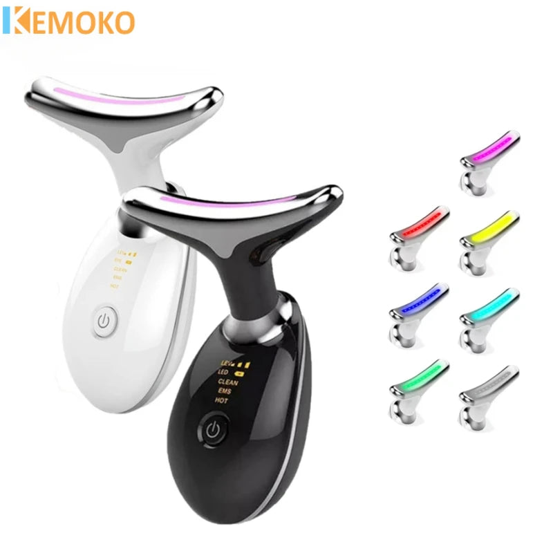 7 Color EMS Neck Beauty Device Face Lifting Massager Double Chin Remover Anti Wrinkle LED Photon Skin Tightening Facial Massager
