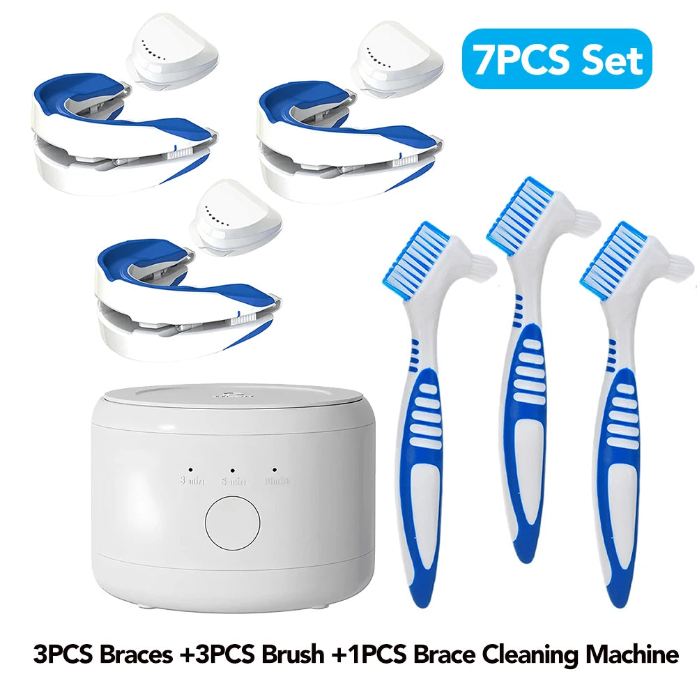 Ultrasonic Cleaner Machine, Automatic Denture Cleaner USB Rechargeable Cleaner with Cleaner, 3 Modes, for All Dental Appliance