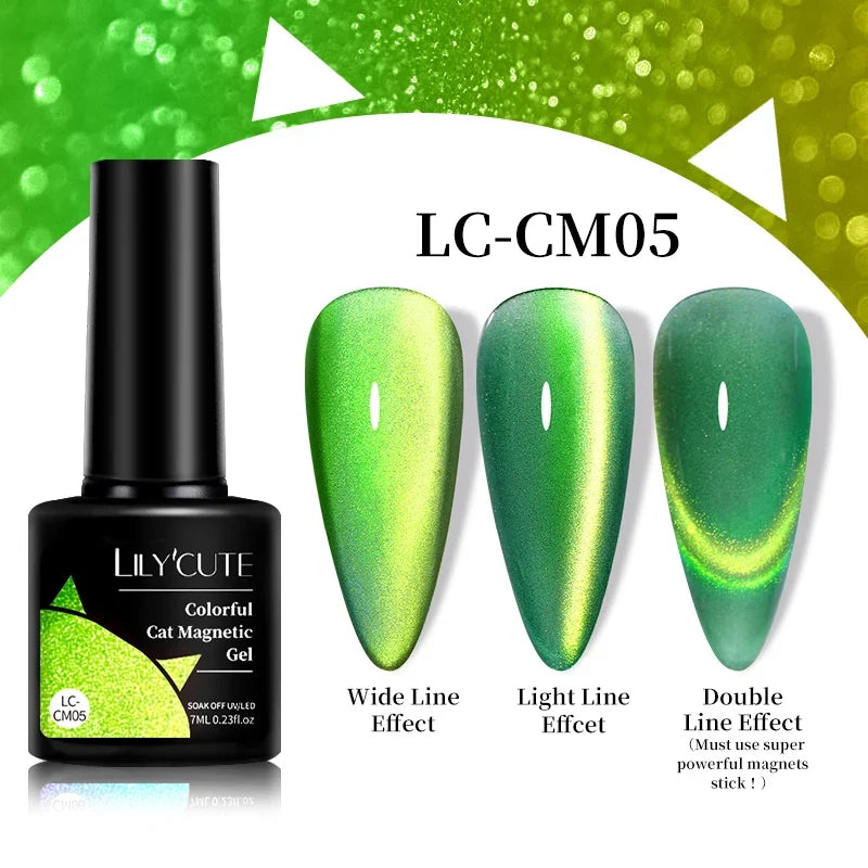 LILYCUTE 7ml 9D Cat Magnetic Gel Nail Polish Iridescent Magnet Semi
