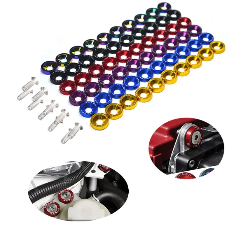 1Set Billet Aluminum Fender Bumper Washer Bolt Engine Bay Screw Dress Up Kit JDM M6x20mm Bolts  2026   NEW